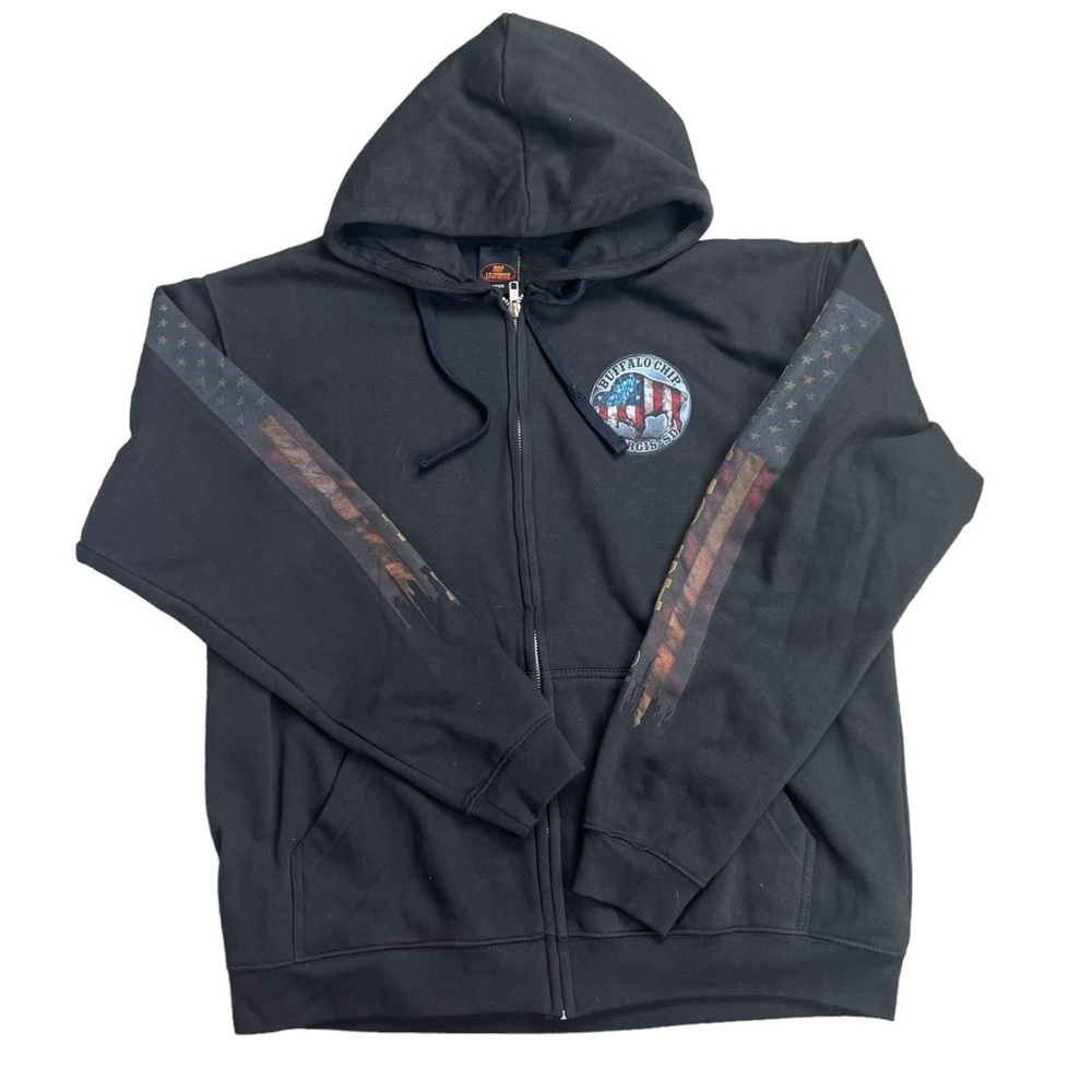 Hot Leather Sturgis Buffalo Chip South Dakota men’s black‎ full zip hoodie